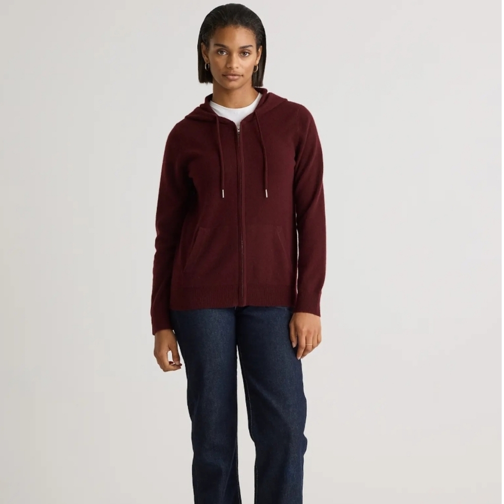 Quince Mongolian Cashmere Full-zip hoodie - rich burgandy - Picture 12 of 12